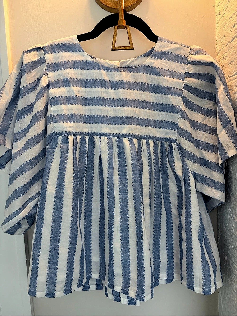 Emerson Fry Basalie Top - Scallop Stripe Blue XS